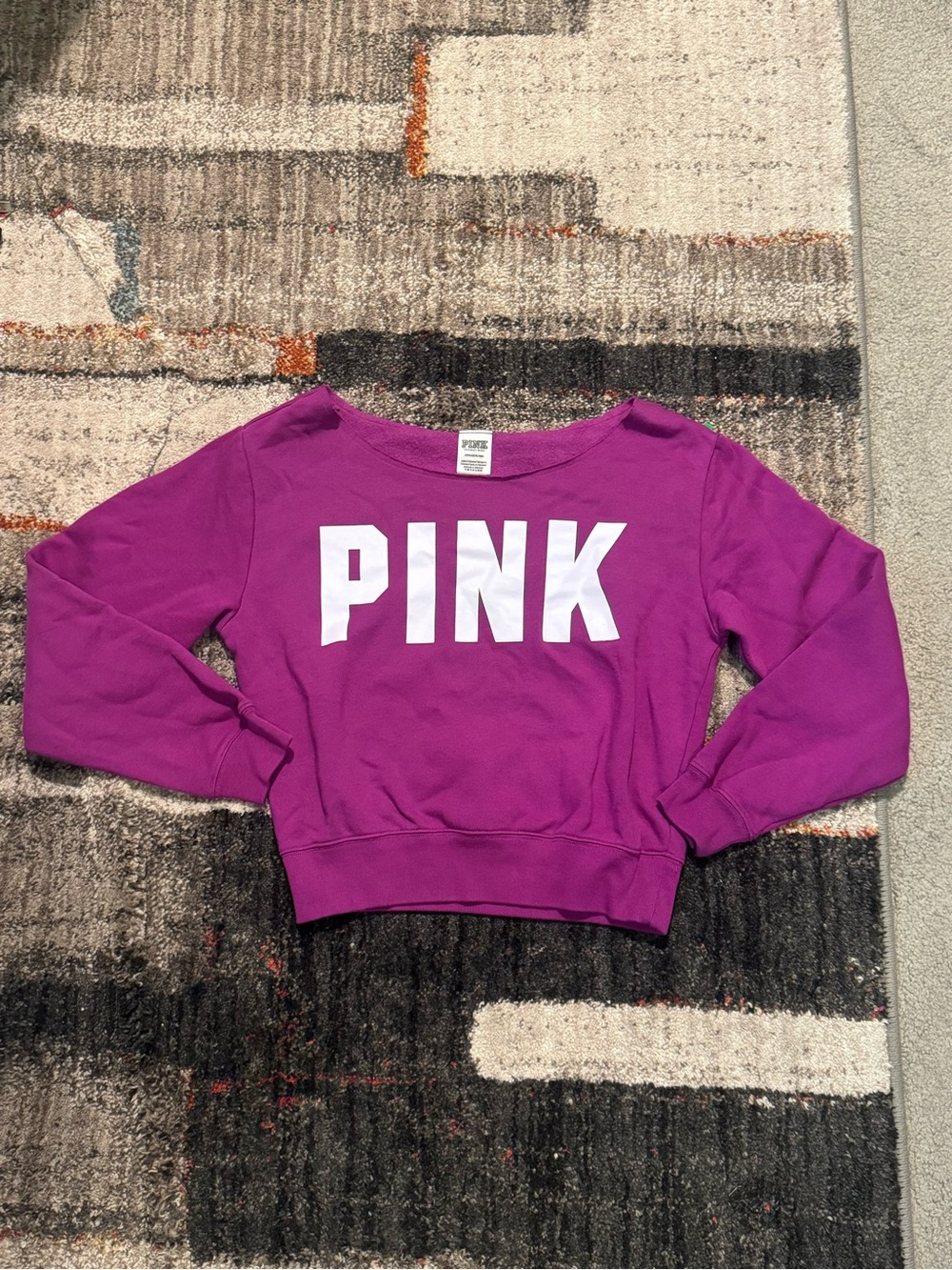 PINK Victoria's Secret Cropped Scoop Neck Sweatshirt - Purple
